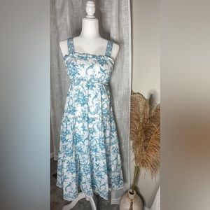 💙Max Studio Cream/Blue Floral Toile Dress💙